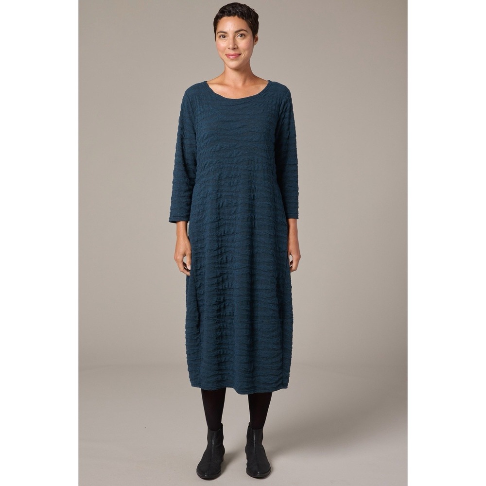 CUT LOOSE Char Knit 3/4 Sleeve Dress / Kelp Size XL Lagenlook Pockets $122